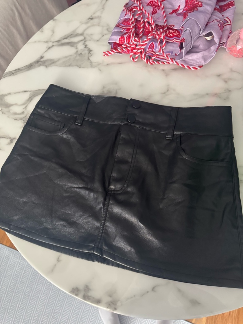 Alice + Olivia Faux Leather Mini Skirt